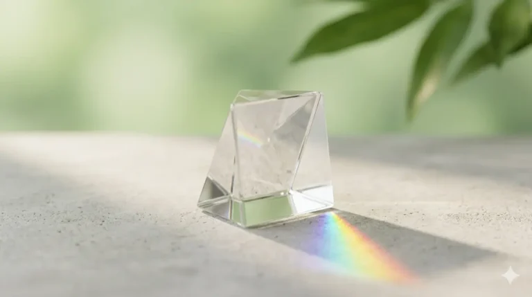 Glass prism refracting light into a rainbow, symbolizing mental health and micro-habits